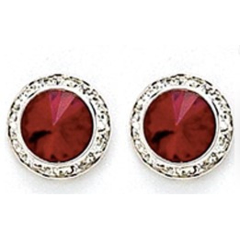 20MM With Ruby Red Swarovski Crystal Earrings w/ Surgical Steel Post