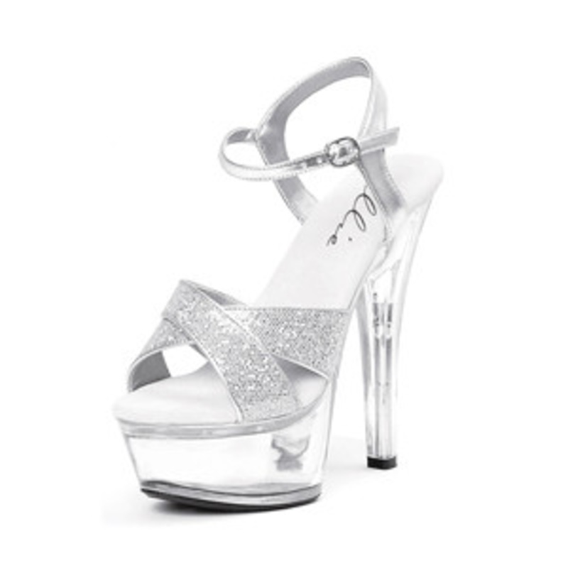 6" Heel Glitter Sandal Charisma Size 6