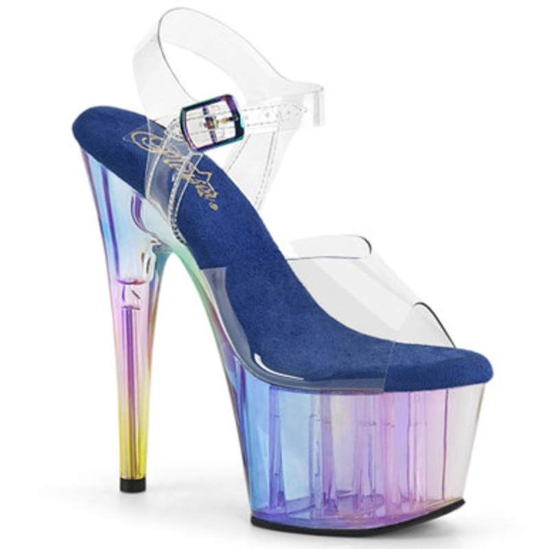 7" Tinted PF Ankle Strap Heel Sandal Vein 2 Wide