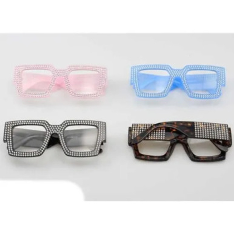 CLEAR LENS FAUX GEM LOOK ELTON STYLE SUNGLASSES