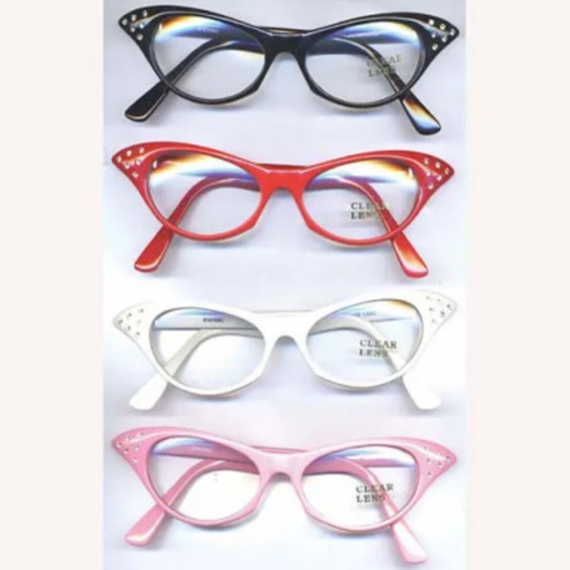 CLEAR RETRO CLASSIC CAT EYE W/ GEMSTONES Black