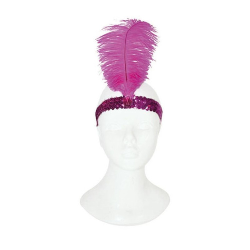 Flapper Headband w/Feathers & Sequin Orange
