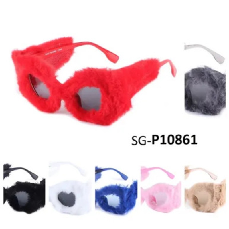 FUR COVERED FRAMES SUNGLASSES Black