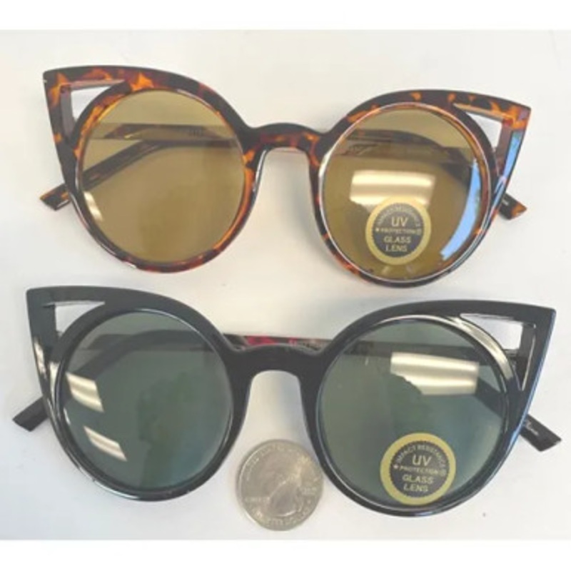 GLASS LENS PLASTIC FRAMES SUNGLASSES