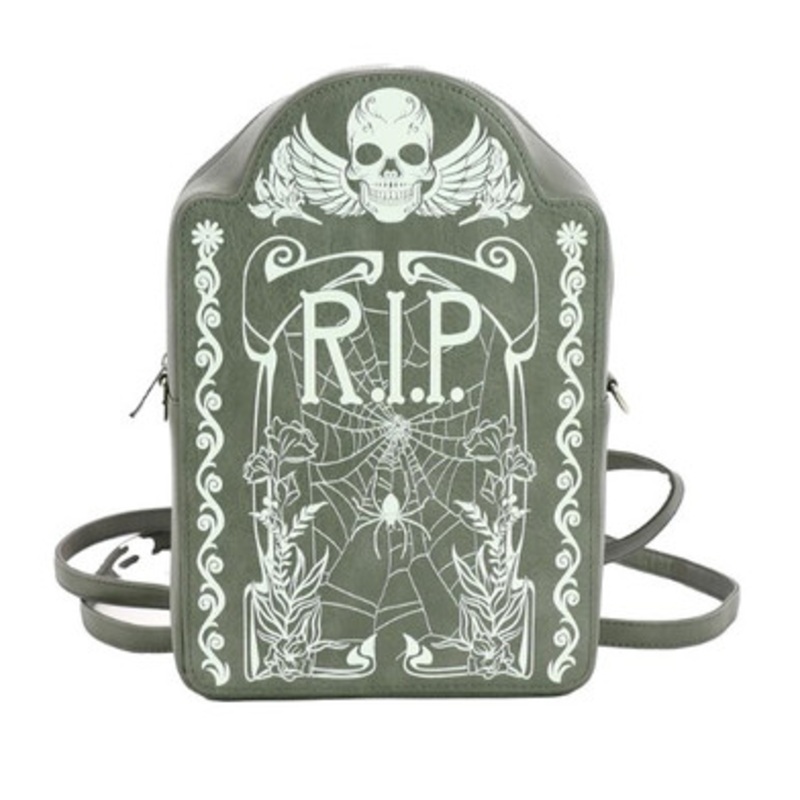 Glow In The Dark Tombstone Gray Mini Backpack