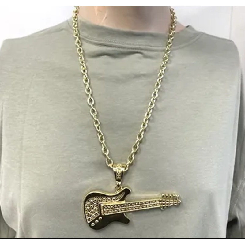 GUITAR NECKLACE, GOLD 24 Inch Waist Gold