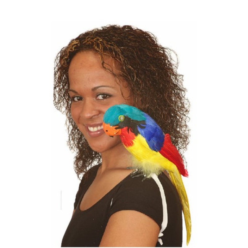Multi-Coloured 15" Pirate's Shoulder Parrot with Elastic Holder