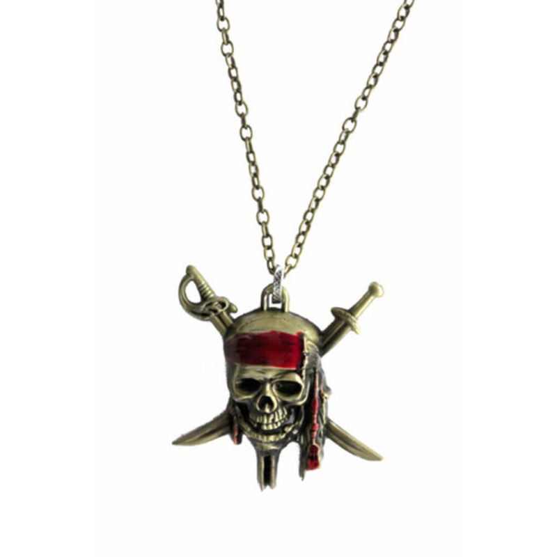 PIRATE SKULL NECKLACE GOLD One size Gold