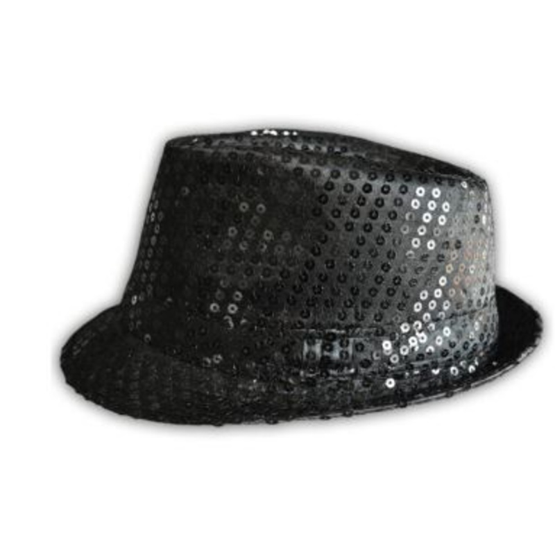 Sequin Fedora Hat Black Western Fashion