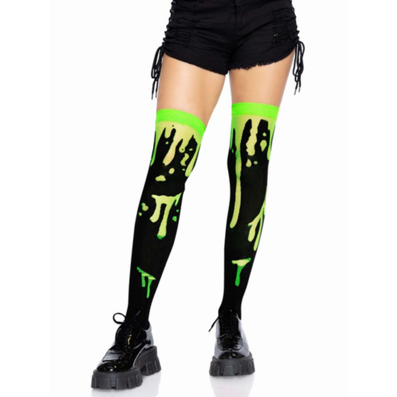 Splatter Thigh Highs Green