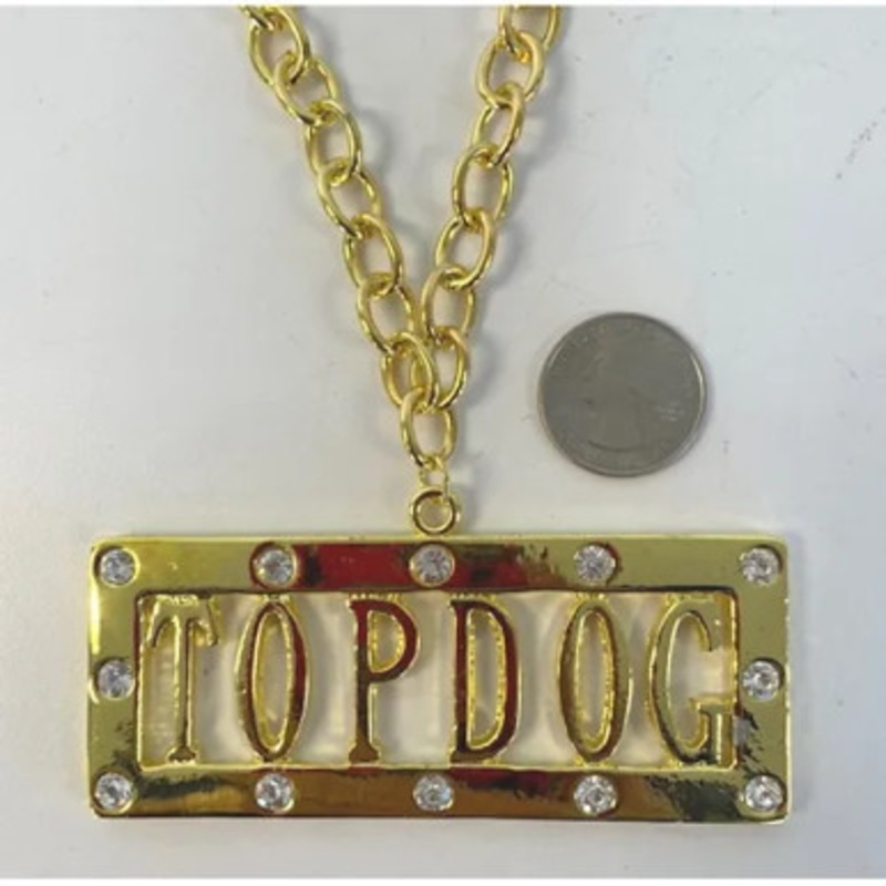 TOP DOG WITH GEMS NECKLACE IN GOLD 24 Inch Waist Gold