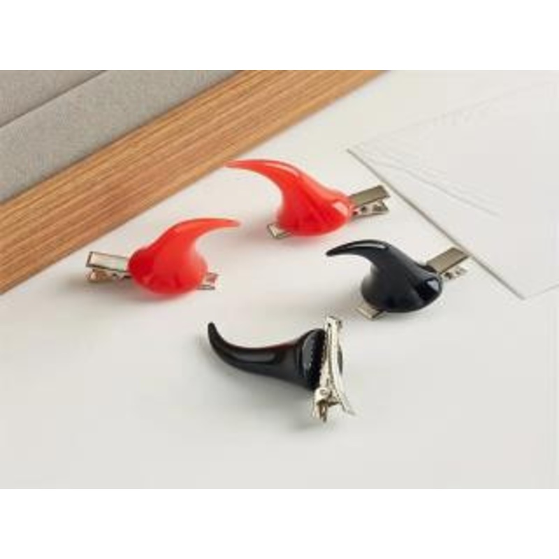 2 Pcs Y2K Devil Horns Hair Clips Red