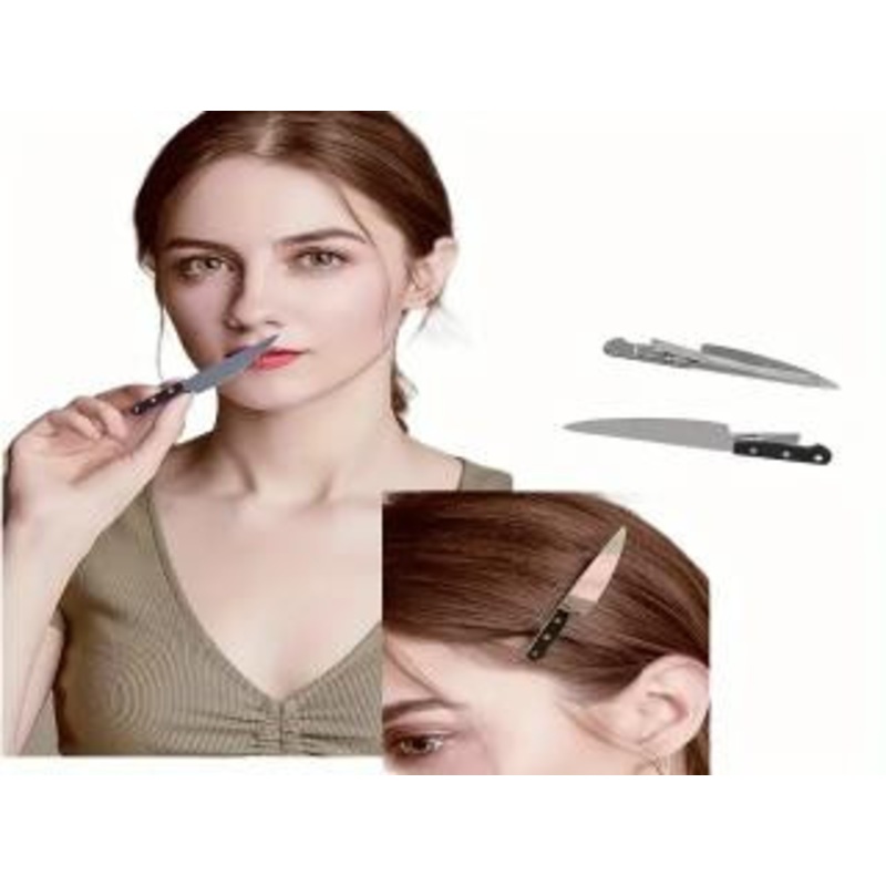 2pcs Knife Shaped Hair Side Clips Black