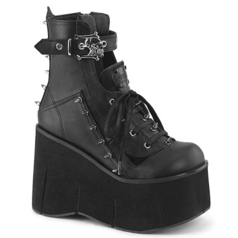 4 1/2" Platform Lace-Up Ankle Boot,Inside Metal Zip Black Size 6