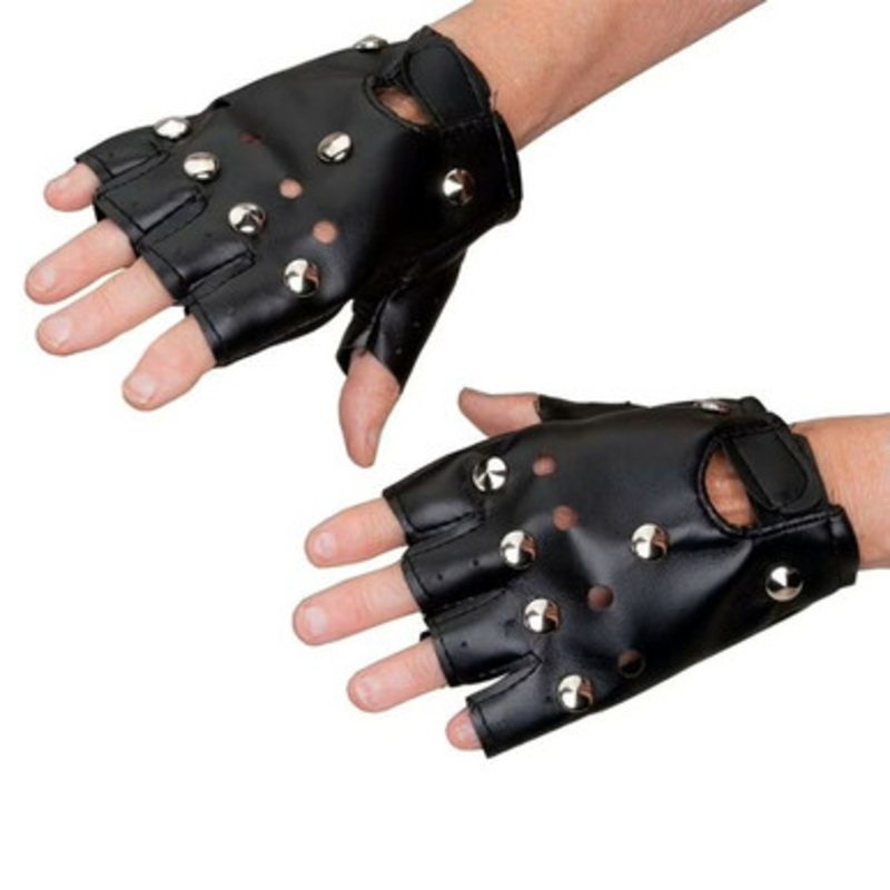 Adult Studded Biker Costume Gloves