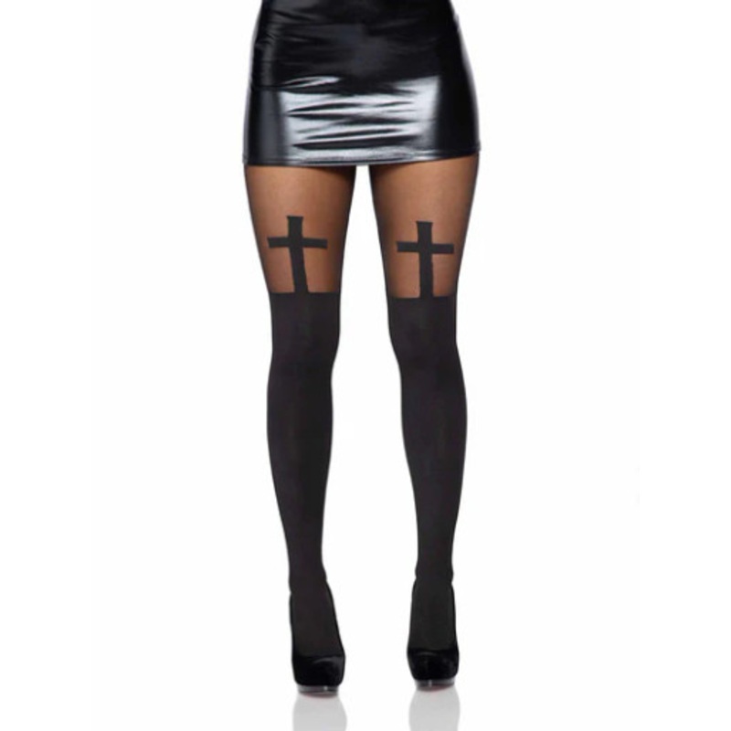 Bless Me Cross Tights Black One Size