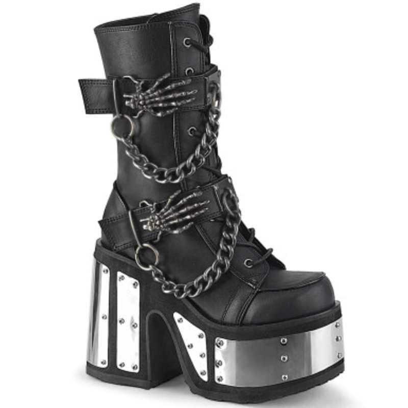 BLK V, Leather 5" Chunky Heel 3" P/F Lace-Up Ankle Women's 6-7 Black