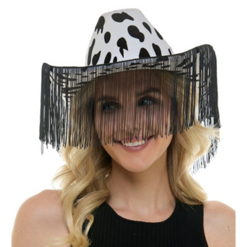 Cowprint fringe Cowboy hat