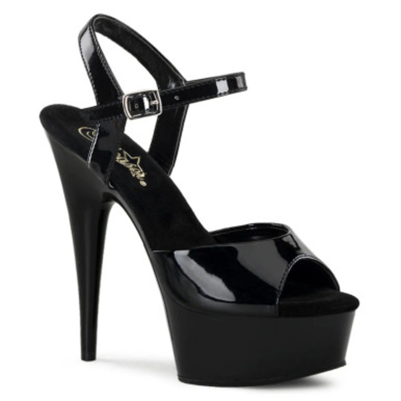 Delight-609-BM 6"Heel, 1 3/4 PF Ankle Strap Sandal Black Size 6