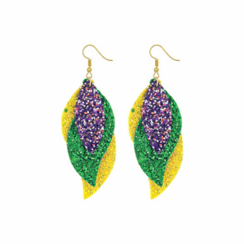 G Mardi Gras Glitter Earring Multiple Colors