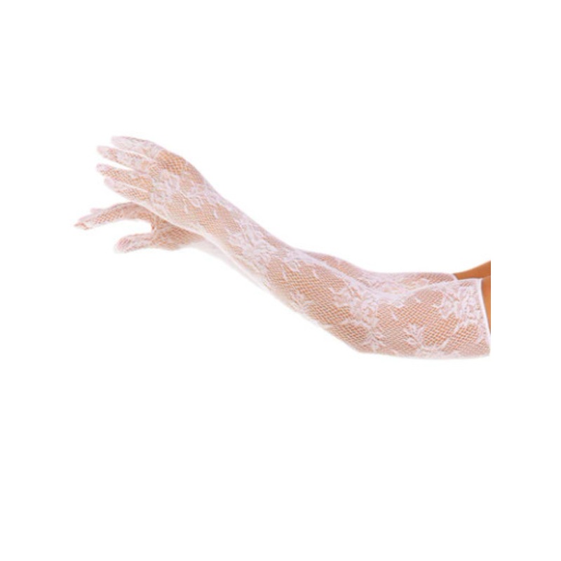 Lace Opera Length Gloves White One Size
