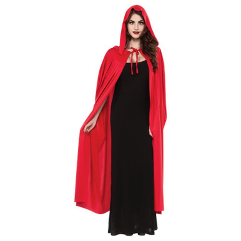 Long Hooded Cape Adult Costume Accessory Red White One Size Fits Most