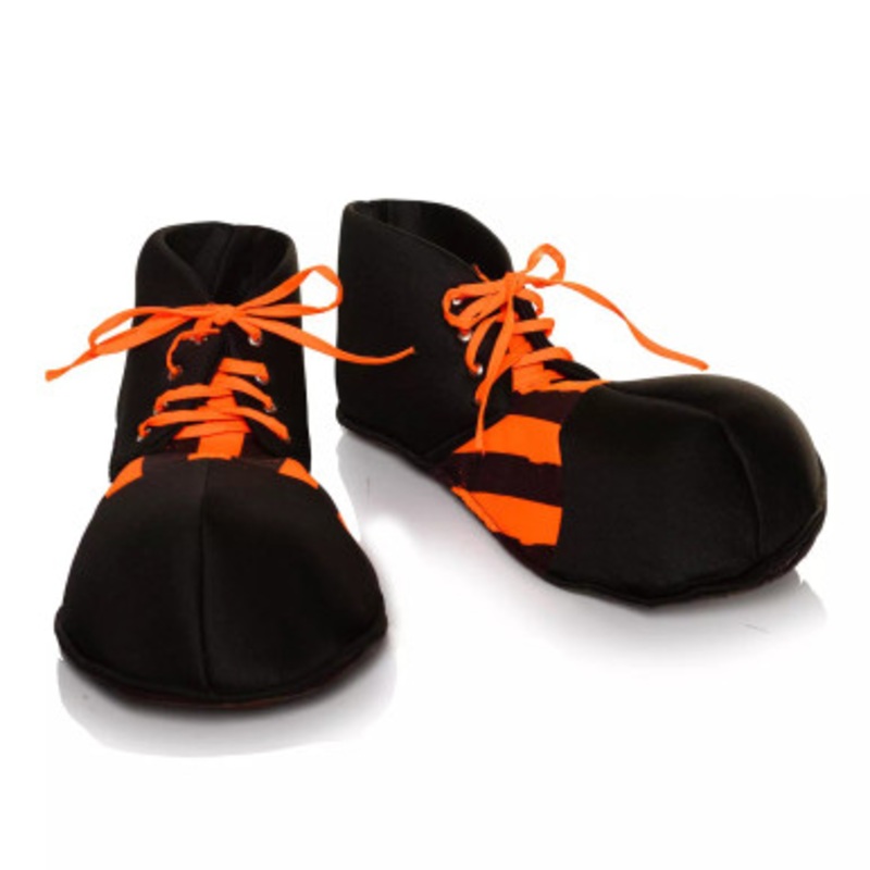 Oversized Blacklight Reactive Clown Adult Costume Shoes | Black & Orange Green Infant (0-6mo)