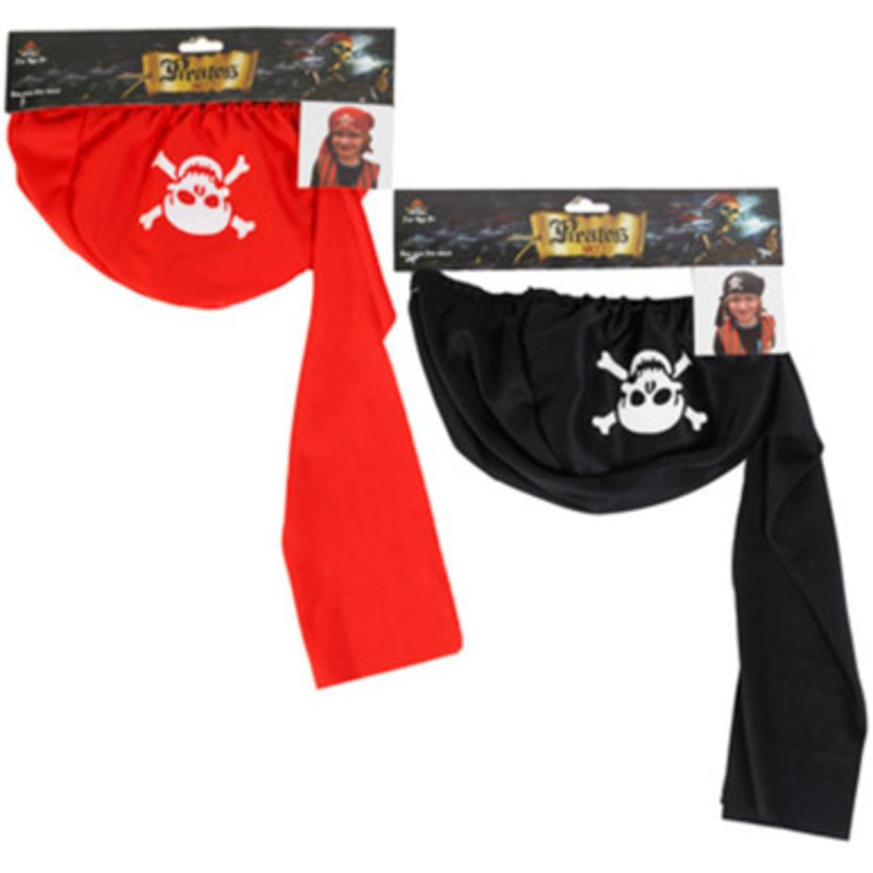 PIRATE HAT RED OR BLACK/W/SKULL & BONES ICON