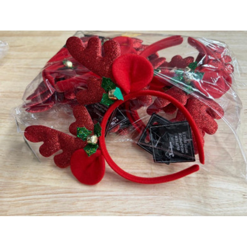 Red Glitter Reindeer Antlers Red One Size Fits Most