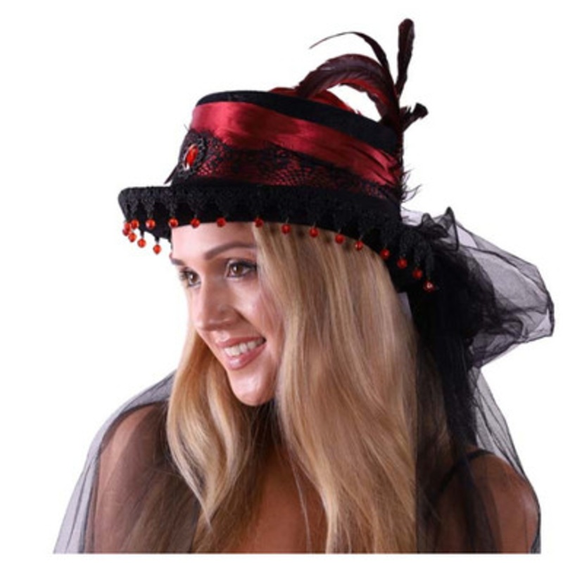 Red hat with Feather Red