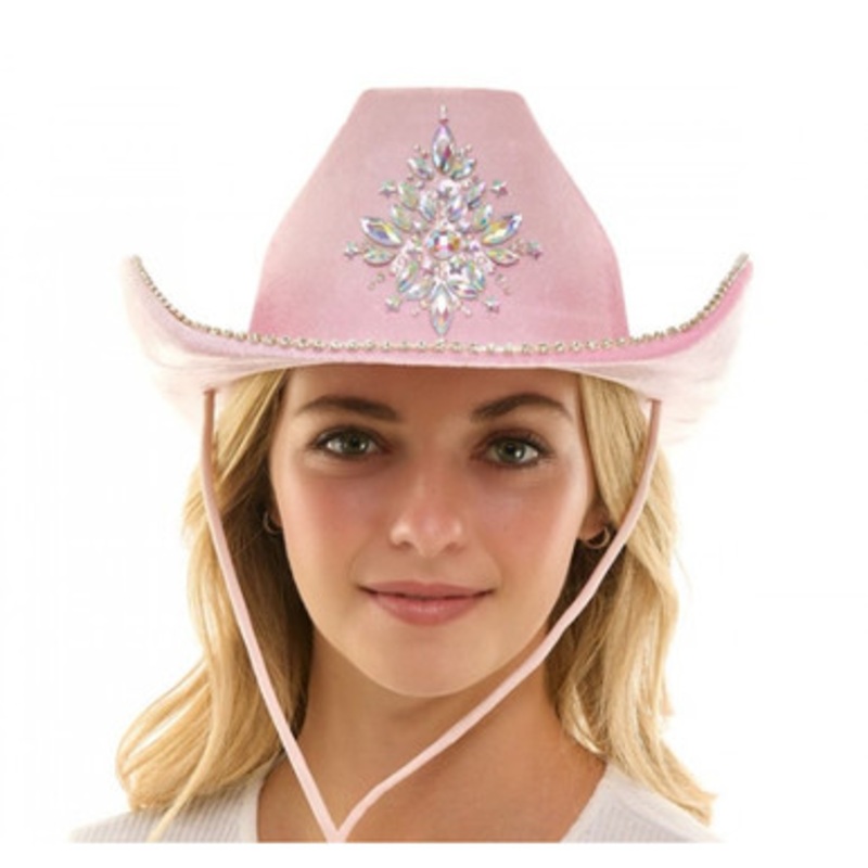 Rhinestone Pink Cowboy Hat Black