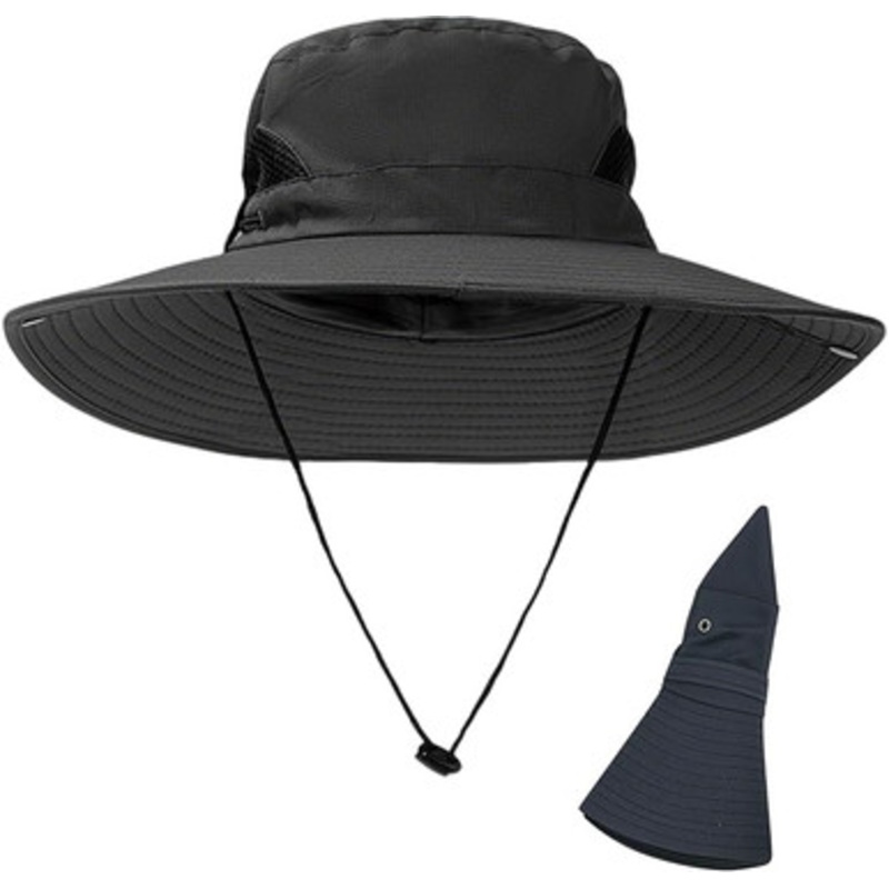 Wide Brim Bucket Hat Sun Hat for Men & Women UPF 50+ UV Black One Size Fits Most