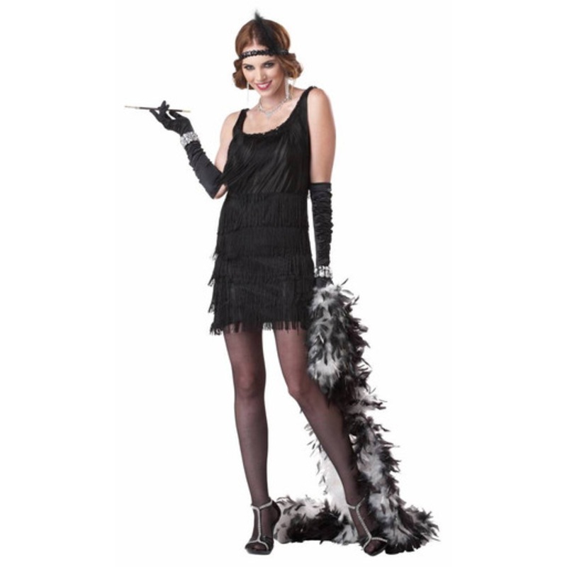 20's Fashion Flapper Black or Red Ladies Fringed Dress Black Ladies Small 6-8