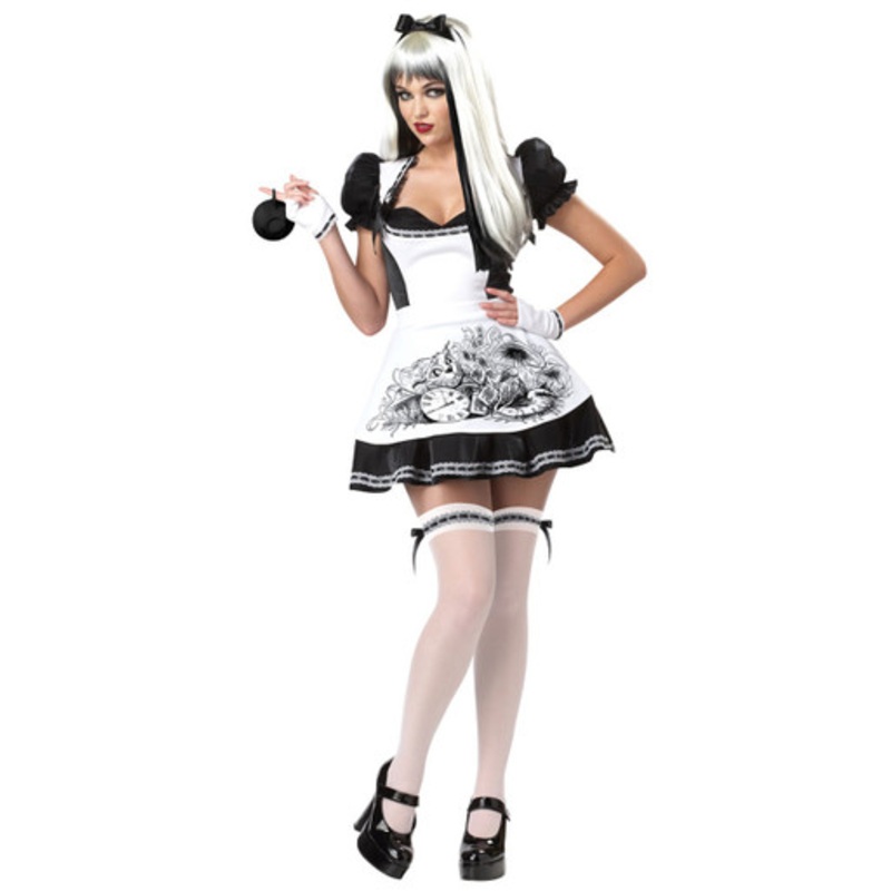 Dark Alice Black & White Cheshire Costume Ladies X-Small 4-6