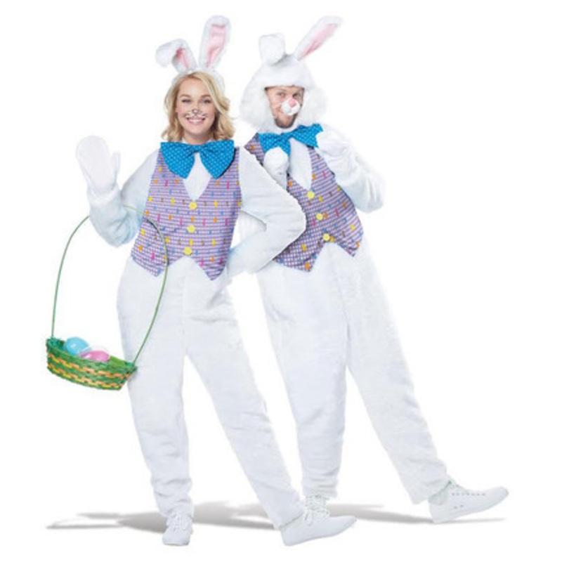 Easter Bunny 6 pc. Adult Costume with Open Face Mens Small/Medium 38-42