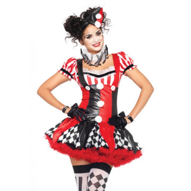 Harlequin Clown 3pc Set Red Black & White Mini Dress(83929) Women's 4-6 Dress Size