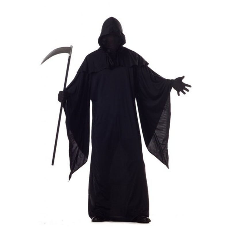 Horror Robe Boy's Costume with Black Out Face Hood Child Small 6-8