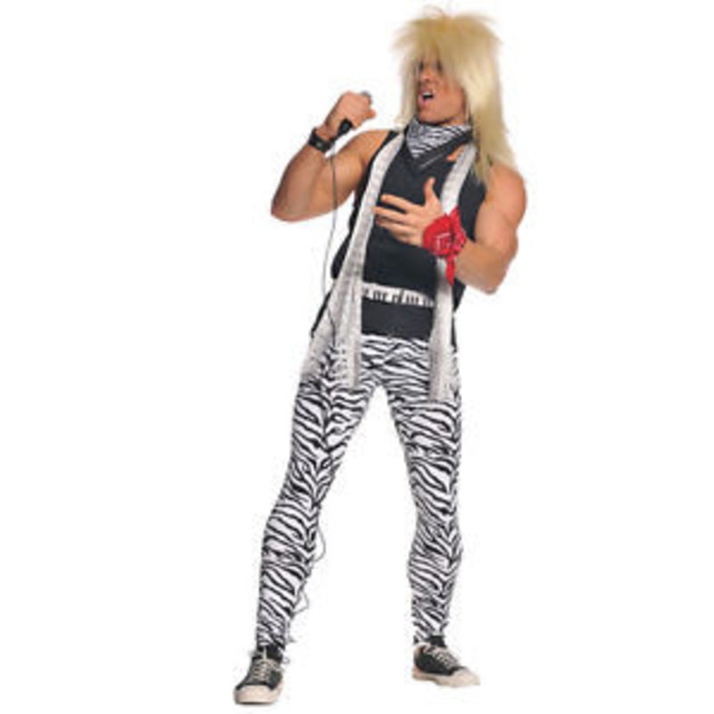 80's Rocker Men's Zebra Print Stretch Pants w/ Shirt, Belt & 2 Bandanas(29319UND) Men's OS 42-46