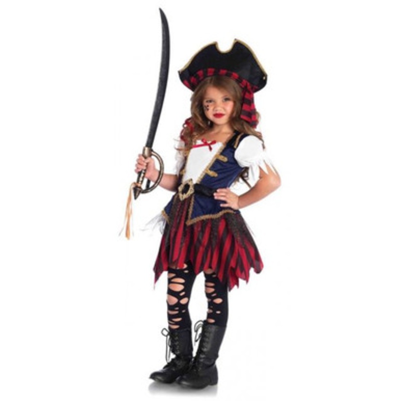 Caribbean Pirate Girl's Dress & Hat Toddler Size 3-4