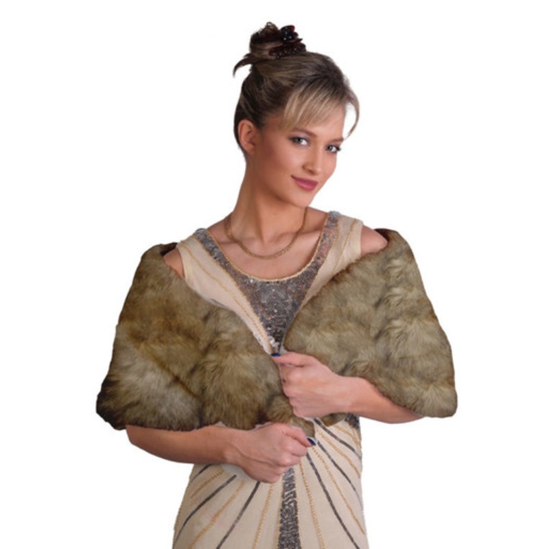 Flapper Faux Fur Cape  Beige