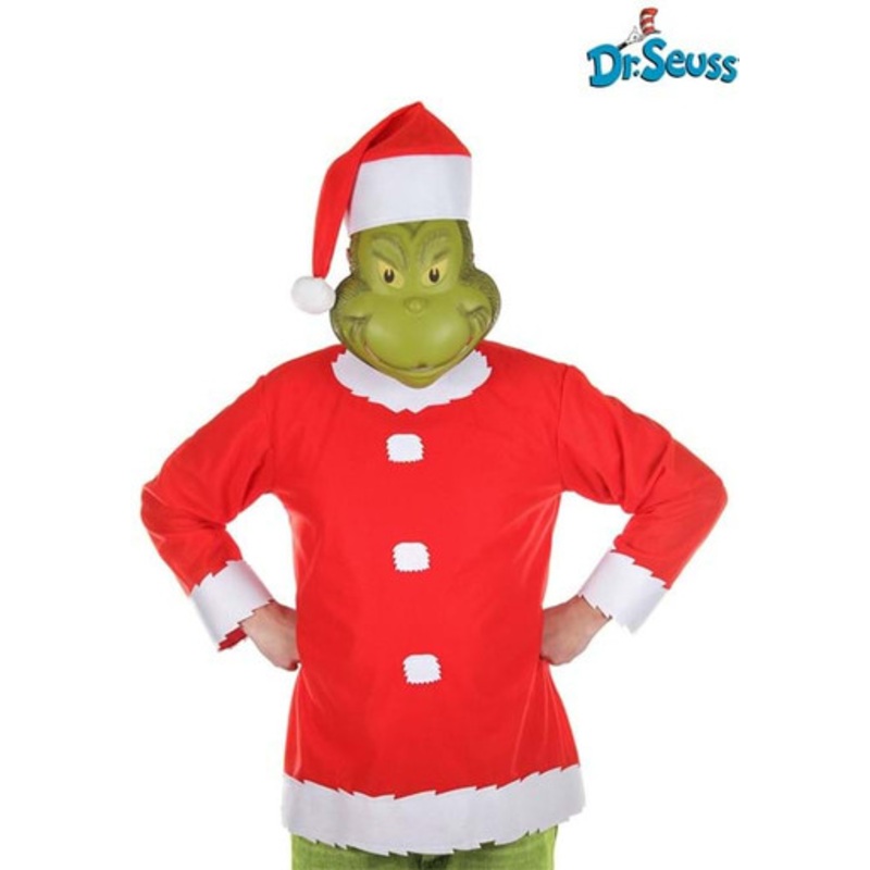 Grinch Licensed Half Mask, Santa Top & Hat Child Medium