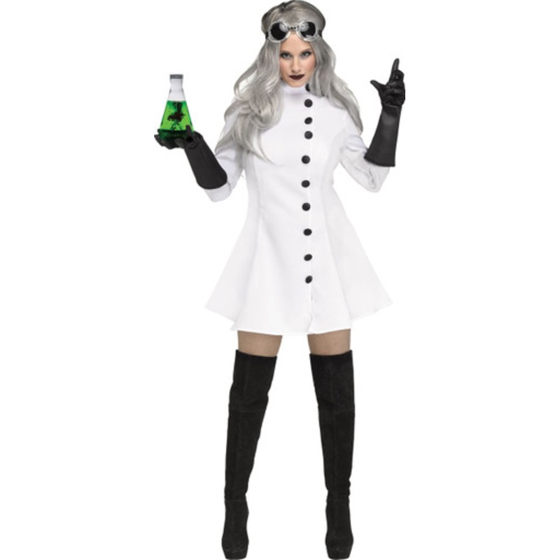 Mad Scientist Costume Dress, Gloves, Goggles  6'/200 Lbs