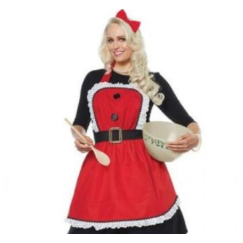 Mrs Claus Apron with Headband & Bow