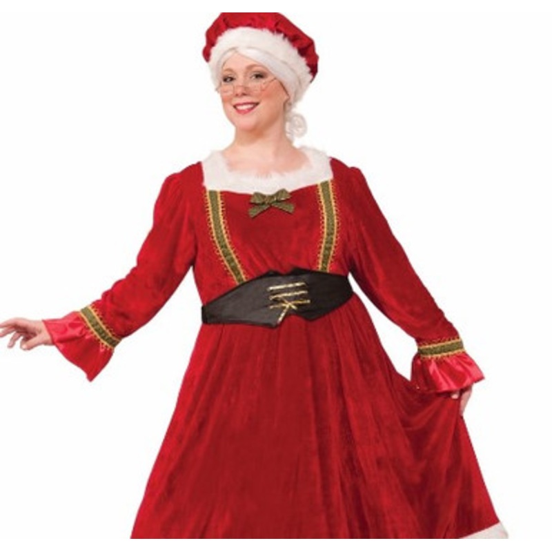 Mrs. Claus Dress Mob Hat & Corset Belt Plus Child X-Large 14-16