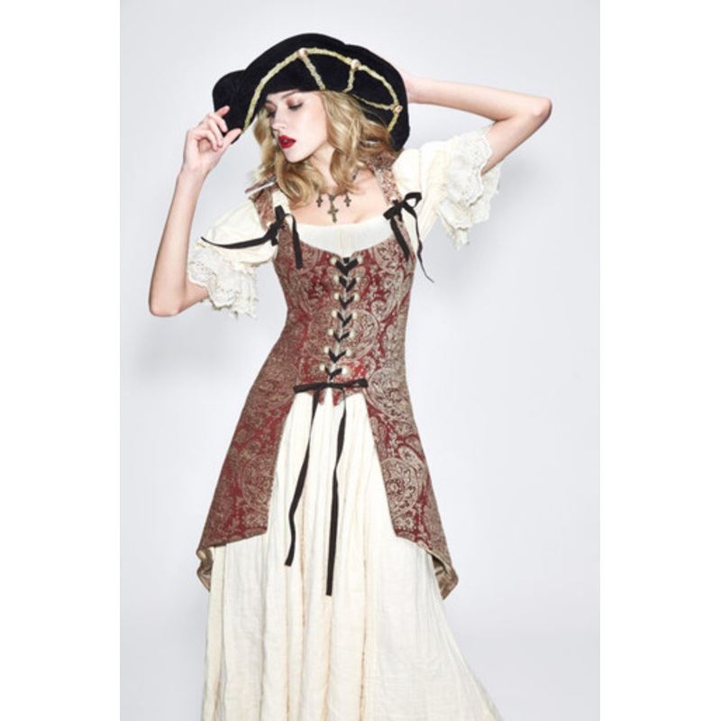 Pirate Jacket Red and Gold Brocade Womens  Ladies Small