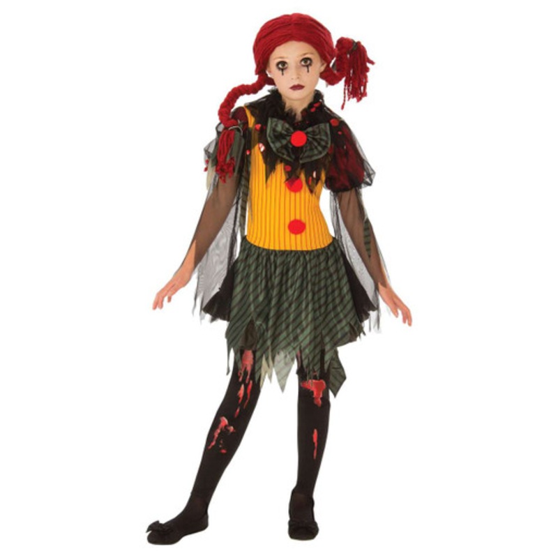 Zombie Clown Girls Costume 10-14