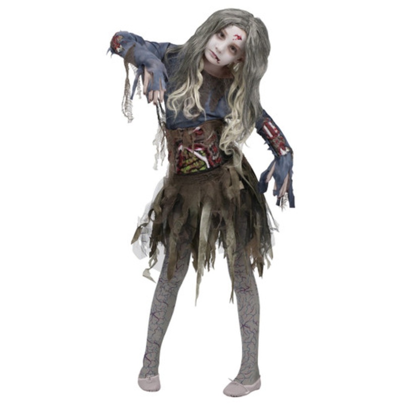 Zombie Dress with 3D Bones for Kids Child Extra Large 14-16