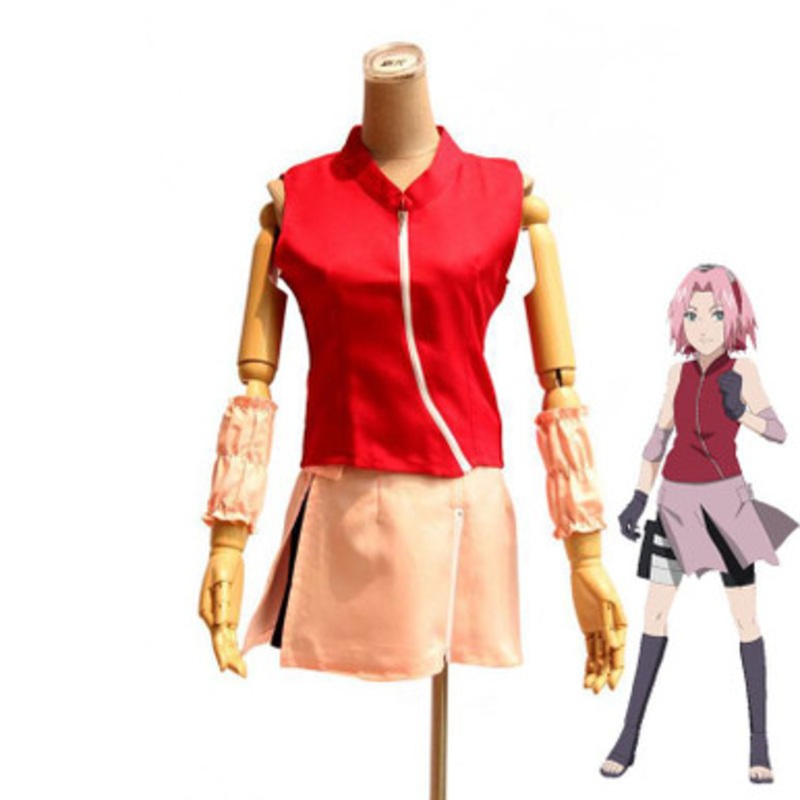 Anime Naruto Haruno Sakura Ninja Set Cosplay Costume Large