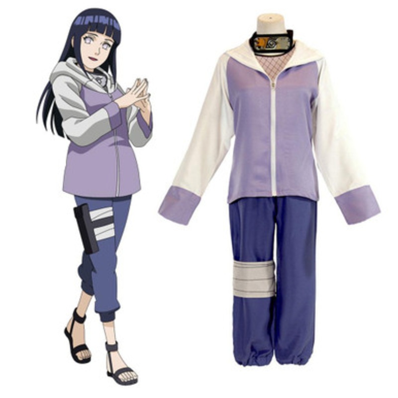 Anime Naruto Hyuga Hinata Uzumaki Full Set Cosplay Costume With Props Large