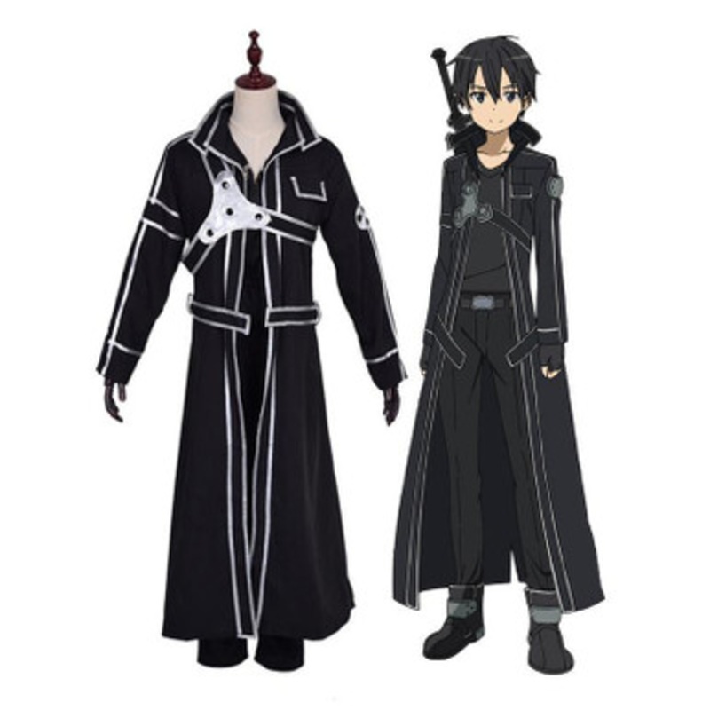 Anime SAO Sword Art Online Kirigaya Kazuto Kirito Cosplay Costume Large